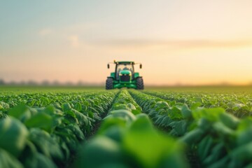 Poster - Modern Precision Farming Advanced Tractor in Lush Green Fields - Sustainable Agriculture with High-Tech Equipment for Eco-Friendly Agribusiness