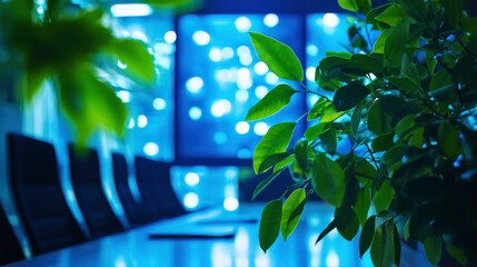 Poster - Modern Office Space with Bright Lighting and Greenery