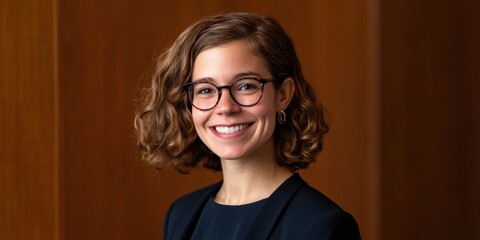 Poster - Minimalist Professional Portrait Modern Corporate Aesthetic with Sleek Textures for Young Female Executives in Business Innovation and Leadership Development