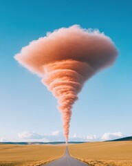 Poster - Surreal Minimalist Cloud Tornado Digital Art for Modern Advertising - High-Quality Visuals with Vibrant Colors for Creative Industries
