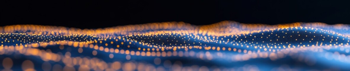 Poster - Dynamic Geometric Landscape Illuminated Digital Waves with Particle Effects - Cutting-Edge Tech Aesthetics for Business Innovation and Startup Marketing Strategies