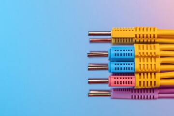Leinwandbilder - Vibrant Data Infrastructure Colorful Network Cables with Copper Connectors for Enhanced Enterprise Communication and System Reliability - Modern Tech and Digital Innovation