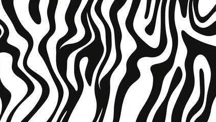 Poster - Abstract Black And White Wavy Lines Pattern Background