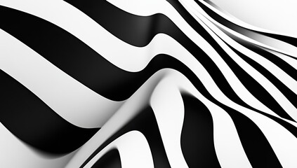 Poster - Abstract Black And White Wavy Stripes Background