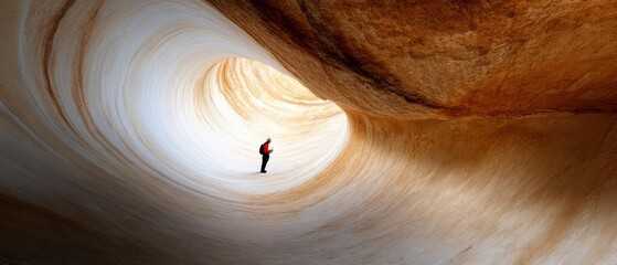 Aufkleber - Modern Geologist Exploration Captivating Study in Natural Rock Formations, Utilizing Advanced Safety Gear in Stunning Subterranean Landscapes - Enhancing Field Research and Geological Content