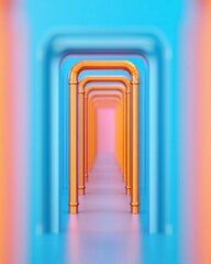 Poster - Vibrant Gradient Portal Surreal Archway in Neon Pastels with Bold Hues - Digital Art for Modern Design and Futuristic Marketing Aesthetics