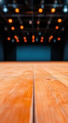 Poster - Modern Theatrical Design Industrial Wooden Stage with Dynamic Lighting - Professional Venue Documentation and Multimedia Production Equipment Integration