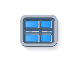 Poster - Isometric View of a Modern Digital Window Interface with Blue Screens