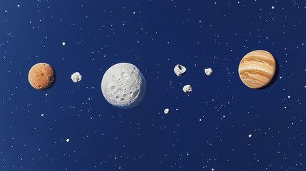 Wall Mural - planets and asteroids in cosmic space
