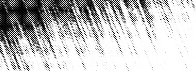 Poster - Grunge halftone scratch line background. Fading grit noise texture. Dotted pop art sand wallpaper. Retro diagonal pixelated stripe backdrop. Anime or manga style comic overlay. Vector halfton template