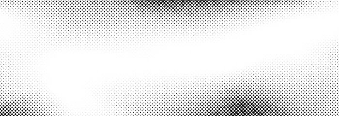 Poster - Dotted halftone texture background. Black and white pop art gradient overlay. Weathered pixelated comic backdrop. Fading grunge grit noise wallpaper. Vector bitmap subtle vanishing surface