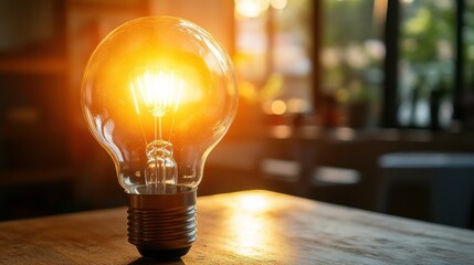 Poster - Warm Lighting Bulb with Clean Lines in Bright Space