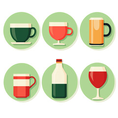 Wall Mural - Assorted Beer and Beverage Icons in Stylish Minimalist Design for Creative Projects