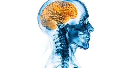 Poster - X-Ray of a Human Head with Brain