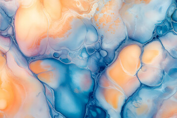 Poster - Abstract Fluid Art, A Mesmerizing Blend of Blue and Orange Hues, Creating a Dynamic and Evocative Visual Experience for Modern Design Applications