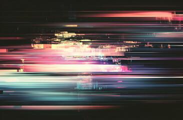 Poster - Abstract Light Trails and Glitch Effects Create a Dynamic and Modern Background for Creative Projects and Visual Communication Designs