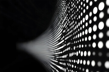 Poster - Abstract Tunnel of Light, A Modern Geometric Design with Contrasting Black and White Elements for a Futuristic and Technological Aesthetic
