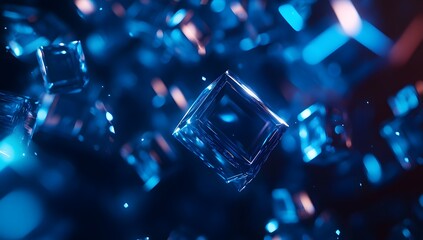 Aufkleber - Floating cubes in dark neon glow