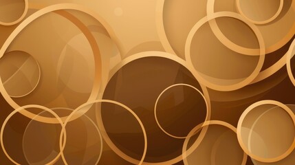Poster - Abstract golden rings on a swirling background. 3D design with circular shapes and fluid texture. Digital artwork of geometric shape with brown color. Background image of circle overlapping. AIG51.