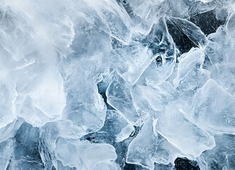 Poster - captivating close-up showcases the intricate details of cracked ice formations, highlighting texture