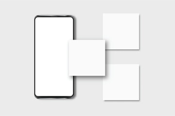 Wall Mural - smartphone mockup with social media post interface mockup. mobile app page template design for user 