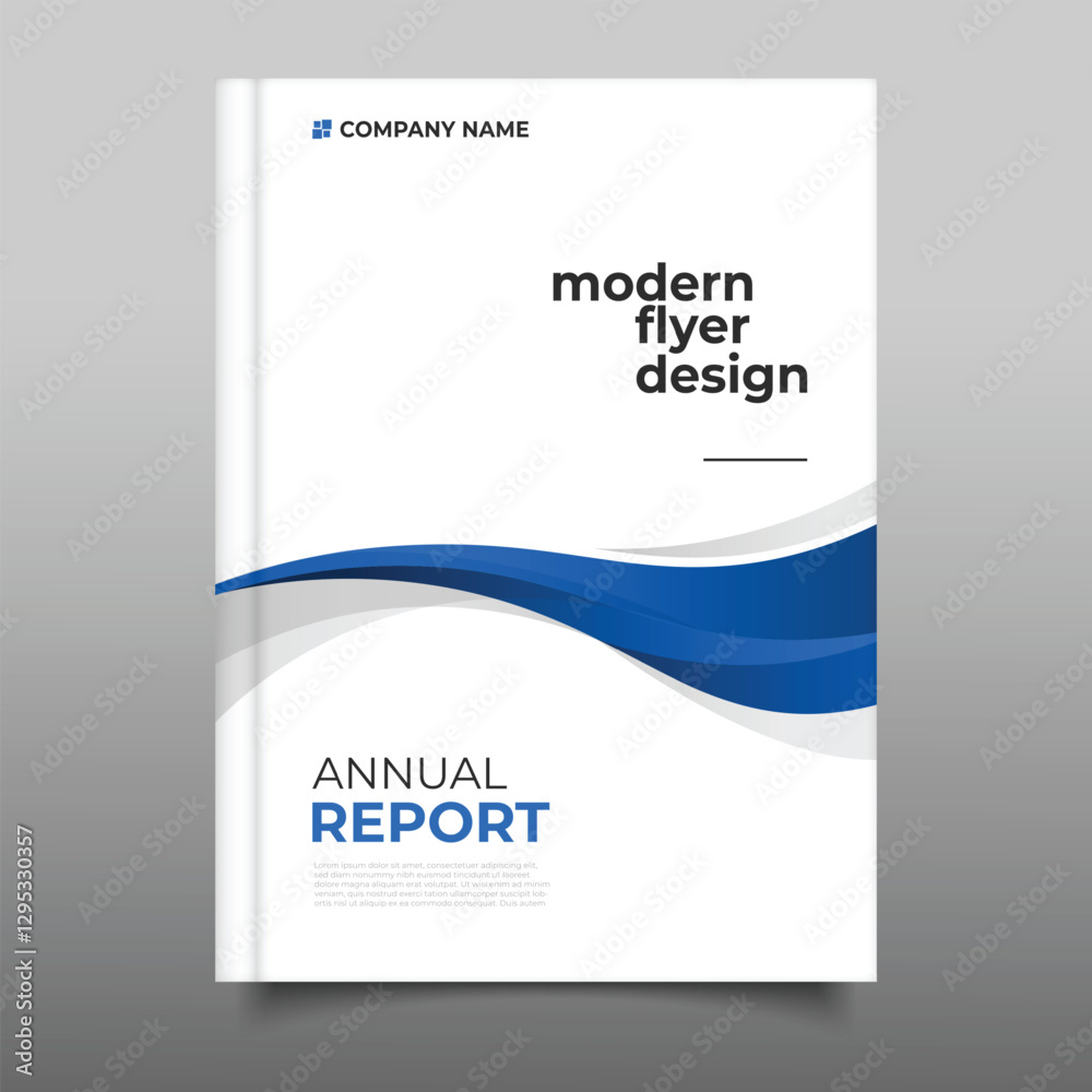 Modern business blue annual report cover template flyer wavy design ...