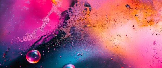 Wall Mural - colorful abstract design with bubbles and vibrant background at night