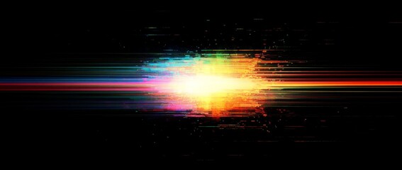 Poster - Colorful light streaks create an abstract pattern during a nighttime display in a darkened setting