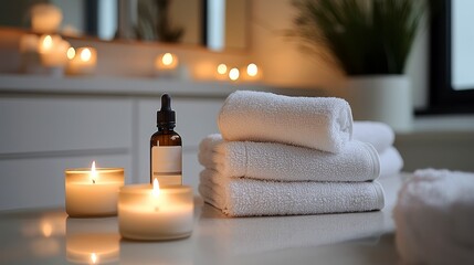 serene spa setting with candles and towels for ultimate relaxation and comfort in tranquil environme