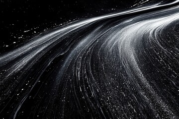 Wall Mural - abstract light trails curve on black, cosmic background