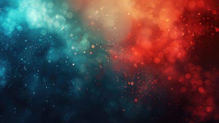 Poster - Abstract orange and blue particles on a dark background. Abstract artwork of glowing and glittering light with blurring background. Digital art for design and print. Digital background. AIG53.