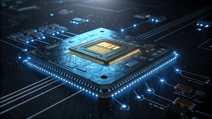 Poster - close up of a computer processor on a circuit board.