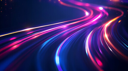 Poster - dynamic trails of light, a mesmerizing display of vibrant colors and abstract motion, perfect for co