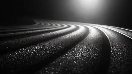 Leinwandbilder - Abstract Black and White Curving Lines, Glittering Texture, Dramatic Lighting, Monochromatic