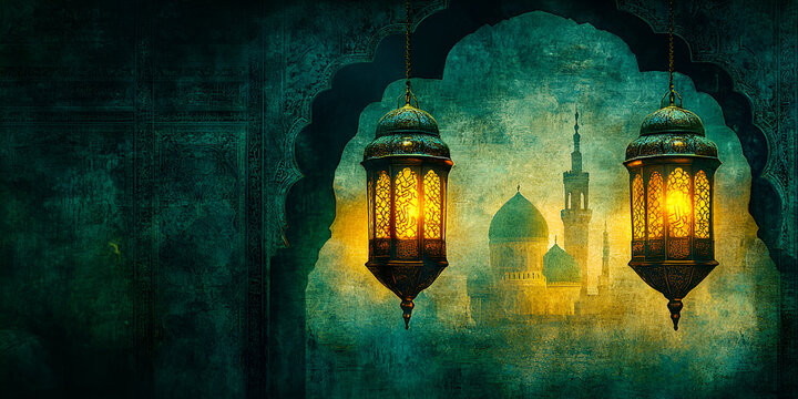 New Islamic Year Celebration 1446 H, traditional decorations, vibrant festivities, Islamic calligraphy, crescent moon and stars, warm lighting, cultural attire