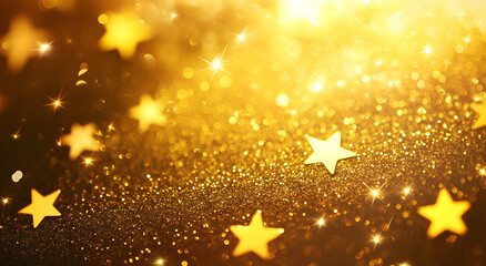 Poster - Elegant Golden Stars and Bokeh Background for Festive Celebrations and Special Occasions with a Touch of Luxury and Sparkle