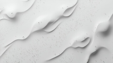 Poster - Elegant monochrome background featuring smooth, flowing white shapes and water droplets, perfect for cosmetic or skincare product presentations offering calming visuals.