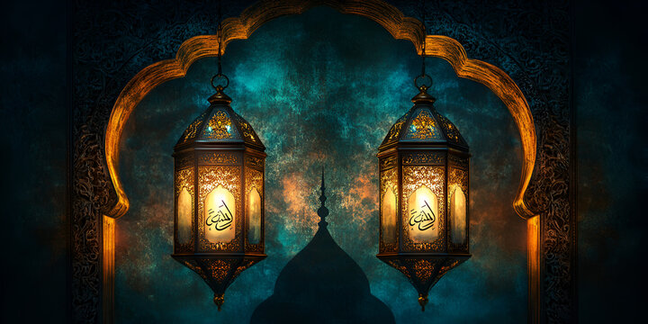 New Islamic Year Celebration 1446 H, traditional decorations, vibrant festivities, Islamic calligraphy, crescent moon and stars, warm lighting, cultural attire