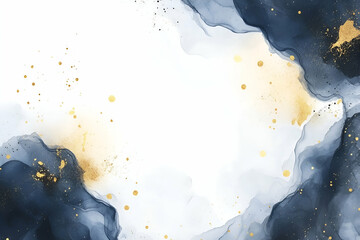 Poster - elegant watercolor background with navy blue and gold accents, perfect for invitations, banners, and
