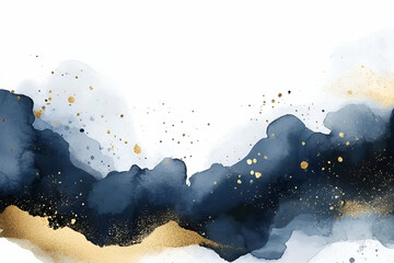 Poster - Elegant watercolor texture background with navy blue and gold accents, perfect for modern designs and adding a touch of sophistication to any project