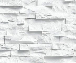 Poster - Elegant white stone brick wall background for modern interiors, showcasing clean lines and refined texture in contemporary architectural design