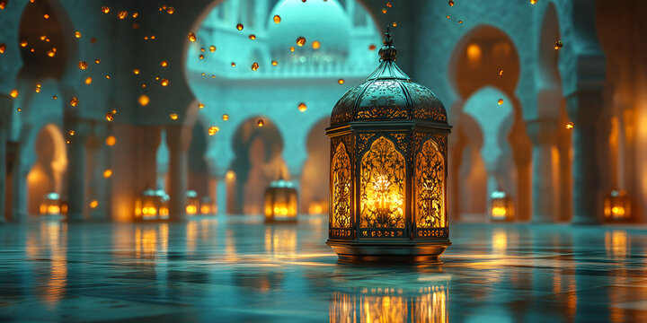New Islamic Year Celebration 1446 H, traditional decorations, vibrant festivities, Islamic calligraphy, crescent moon and stars, warm lighting, cultural attire
