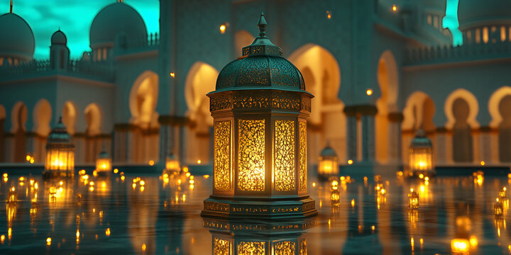 New Islamic Year Celebration 1446 H, traditional decorations, vibrant festivities, Islamic calligraphy, crescent moon and stars, warm lighting, cultural attire