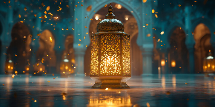 New Islamic Year Celebration 1446 H, traditional decorations, vibrant festivities, Islamic calligraphy, crescent moon and stars, warm lighting, cultural attire