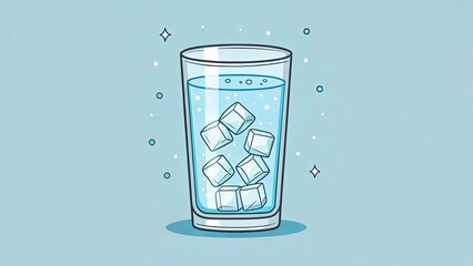 Aufkleber - A glass of water with ice cubes in it