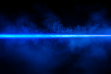 Poster - enigmatic blue light beam cuts through the darkness, surrounded by ethereal fog and mist, creating a