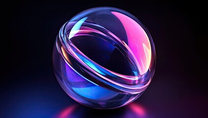 Aufkleber - Abstract, vibrant sphere, dark background