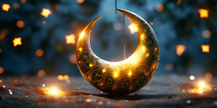 New Islamic Year Celebration 1446 H, traditional decorations, vibrant festivities, Islamic calligraphy, crescent moon and stars, warm lighting, cultural attire