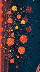 Poster - A painting of many small circles of different colors. The circles are mostly blue and red. The circles are scattered all over the painting