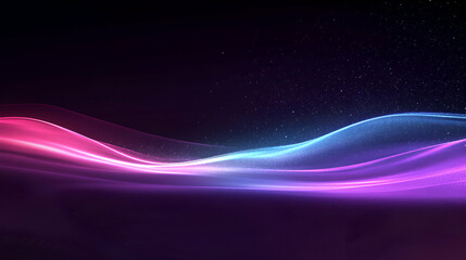 Poster - futuristic abstract background with glowing waves and starry sky, perfect for technology, science, o